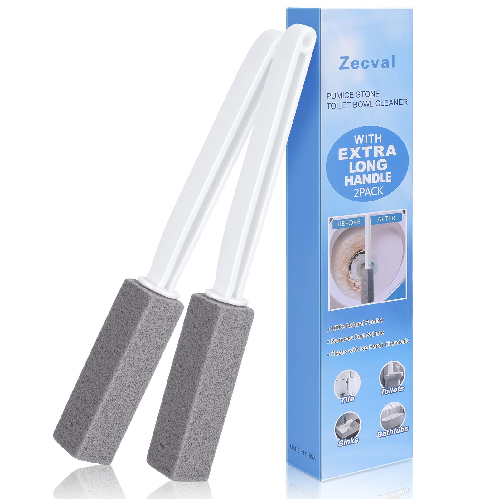 Pumice Stone Toilet Bowl Cleaning Brush (2-Pack)