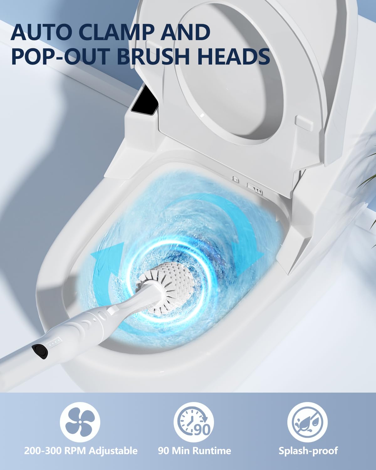 Electric Spinning Toilet Brush with Holder